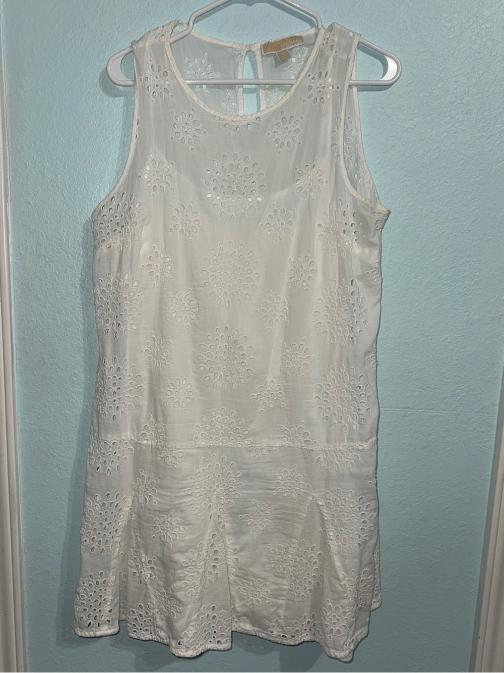 MICHAEL Michael Kors White Eyelets Cotton dress & camisole sleeveless size 14